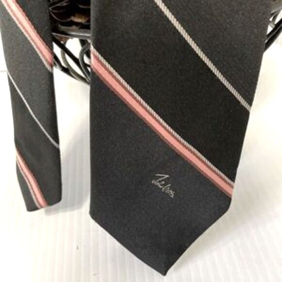 JOHN WEITZ Vintage Black Pink White Vintage Diagonal Strip Men's Necktie 3" Wide - Picture 2 of 9